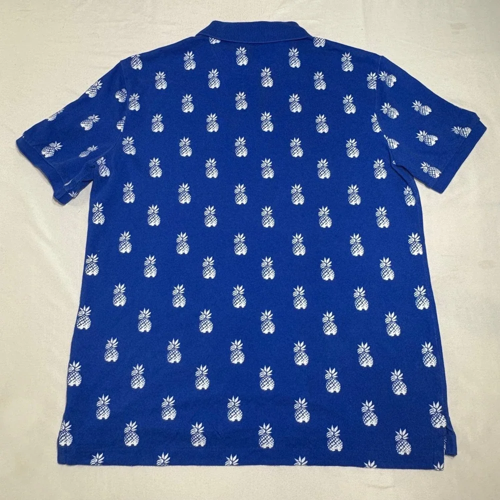 Polo Ralph Lauren Pineapple Polo Shirt Mens Small Blue Classic Fit Tropical Pony